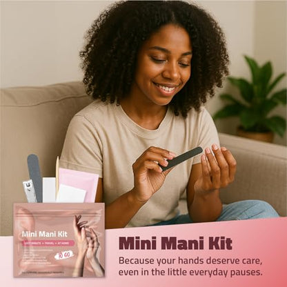 Mini Mani Kit – Disposable Manicure Set with Nail Clipper, File, Buffer, Cuticle Stick, Remover Pad & Alcohol Wipe – Single-Use Nail Care Kit for Travel, Events, or Bulk Hygiene (Regular, 1, Count) - size: 1 Count (Pack of 1)