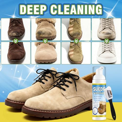Suede Shoe Cleaner Kit, 6.76 Oz Nubuck & Suede Shoe Cleaning Kit, Sneaker Cleaner with Brush and Towel, Suede Cleaner for Shoes, Leather, Nubuck, Leather, Knit, Canvas