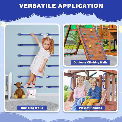 Dolibest 6 Pack 17-Inch Safety Handle, Heavy Duty Metal Safety Playground Handles, Indoor Monkey Bars, Playset Grab Handles for Kids Playhouse, Climbing Frame, Treehouse, Swing Set Accessories -Blue - color: D:Blue-17 Inch-6pcs