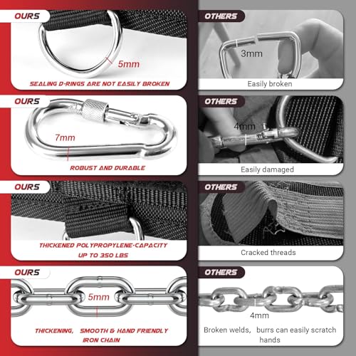 3-in-1 Weighted Pull Up Belt, Weight Lifting Dip Belt with 40.6 IN Chain & Self Locking, Weighted Gym Belt for Pull Up, Squat, Powerlifting & Deadlift, Capacity Up to 350 LBS - size: Medium(33-37''/83-93CM)