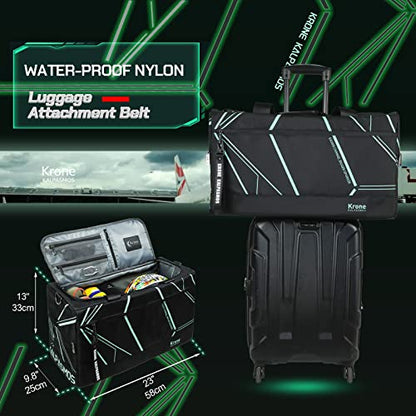 Sneaker Bag for Travel/Sneakerhead gift/, A Multi-functional Travel Duffel Bag with 3 Adjustable Dividers, & Shoulder Strap,Made of Nylon, Krone Kalpasmos Signature Edition, Future Neon Green - color: Neon Green, size: 23x9.8x13 inches