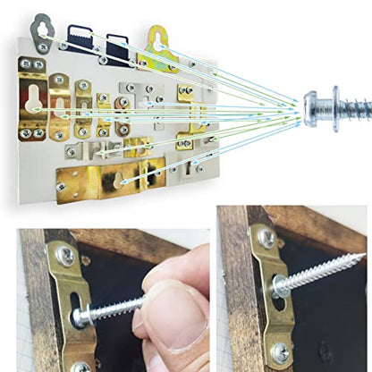 Silver Bear Claw Screws, Double-Headed Drywall Picture Hanger, 40 | Anchorless self-tapping wall hooks for D-rings, sawtooth & keyholes, picture hanging hardware screws for frames & mirrors - style: Silver-Short