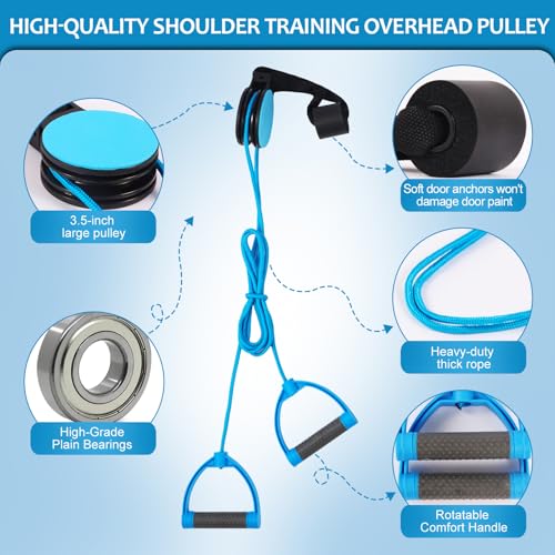 Shoulder Pulley for Physical Therapy, Quiet & Noiseless Over Door Shoulder Rehab Pulley, Arm Pulley & Door for Physical Therapy for Rehabilitation & Exercise