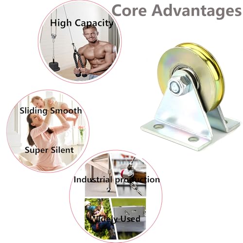 1.5" Bearing Wheel Small Wire Rope Pulley Block Bearings Bearing Wire Rope Guide Wheel for Lifting with Bracket, 200LB (Bracket/L)