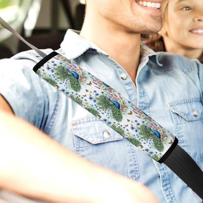 Universal Soft and Comfortable Seat Belt Shoulder Pad for Adult Use, Most Cars, 1 Pair Painting Feather Royal Peacock Bird Harness Pads Strap Anti-Slip Pad - color: Pattern 115