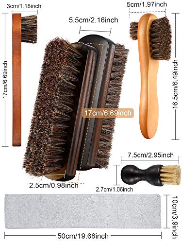 Youngjoy 6 Pieces Horsehair Shine Shoes Brush Kit Polish Dauber Applicators (B) - style: Style B