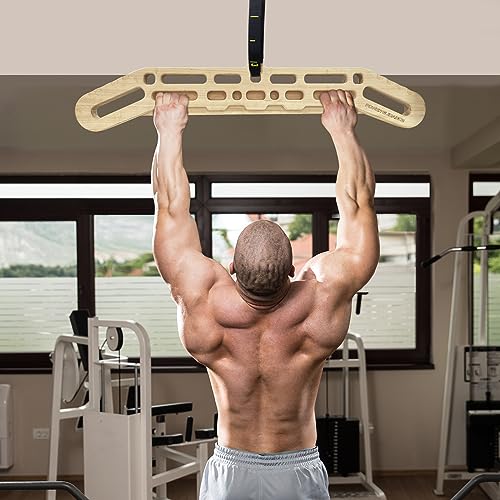POWER GUIDANCE Wooden Hangboard Portable Rock Climbing Hangboard with Suspension Training Function, Enhance Finger Grip Strength, Indoor and Outdoor Use - size: set