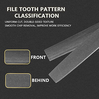 KALIM 2-Piece Flat & Half Round Medium Cut File, Double Cut Teeth, 6'' Length, Made of High Carbon Steel, Hand File Without Handle Suitable for Wood, Metal, Sharpening, etc.