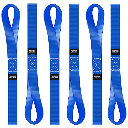 Soft Loop Tie Down Straps - 1,500 Load Capacity & 4,500 Lbs Breaking Strength - 6 Pack - Loops for Securing ATV, UTV, Motorcycles, Scooters, Dirt Bikes, Lawn & Garden Equipment - by AUGO - color: Blue, size: 12 Inch