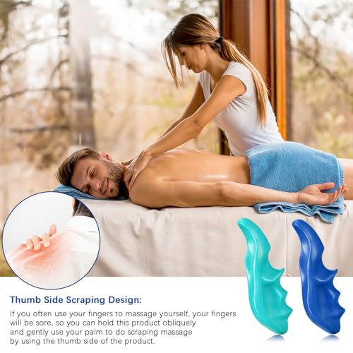 Nuanchu 2 Pcs Blue and Green Thumb Saver Massage Tool Deep Tissue Massager for Pressure Reflexology Professional Neck Shoulder Back Foot Stress Relief - color: Blue, Green