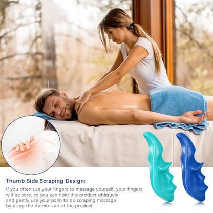 Nuanchu 2 Pcs Blue and Green Thumb Saver Massage Tool Deep Tissue Massager for Pressure Reflexology Professional Neck Shoulder Back Foot Stress Relief - color: Blue, Green