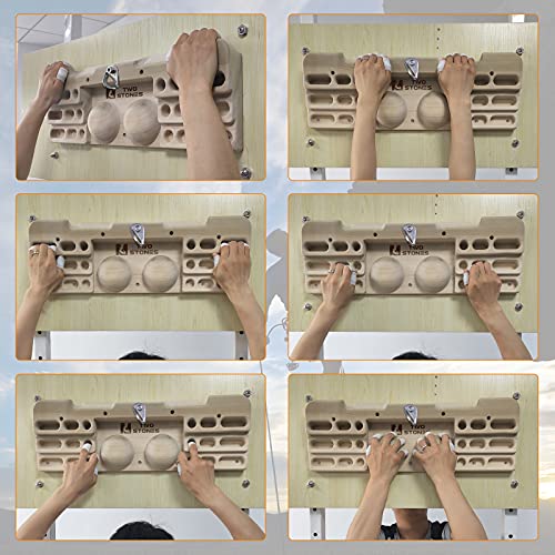 TWO STONES Wooden Hangboard Rock Climbing Pull Up Bar Designed Training for Climbing, Wooden Fingerboard Climbing Training Board for Building Core Strength and Endurance (CJ-HB2005)