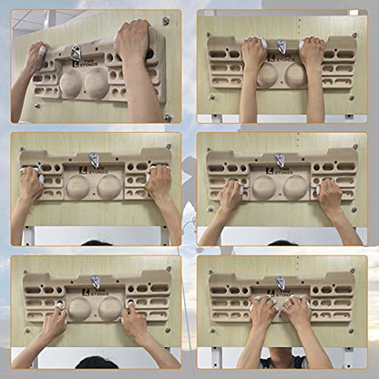 TWO STONES Wooden Hangboard Rock Climbing Pull Up Bar Designed Training for Climbing, Wooden Fingerboard Climbing Training Board for Building Core Strength and Endurance (CJ-HB2005)