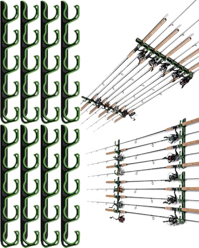 Ghosthorn Fishing Rod Holders for Garage Fishing Pole Holders Ceiling or Wall Mounted Fishing Rod Rack garage Storage Organizer Fishing Gear Equipment for Men Women (Green, 4 Packs) - color: Green, size: 4 pack holds up 20 rods