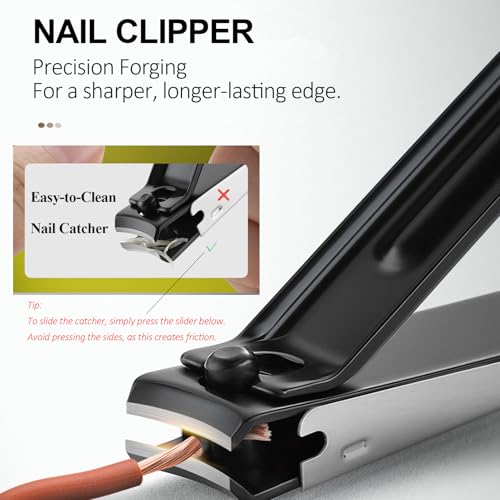 9-in-1 Manicure and Pedicure Kit for Men & Women, Travel Nail Clipper Set with Stainless Steel Tools & Glass Nail File, Portable Grooming Kit in PU Leather Case, Personal Care Gift - color: Yellow-Black