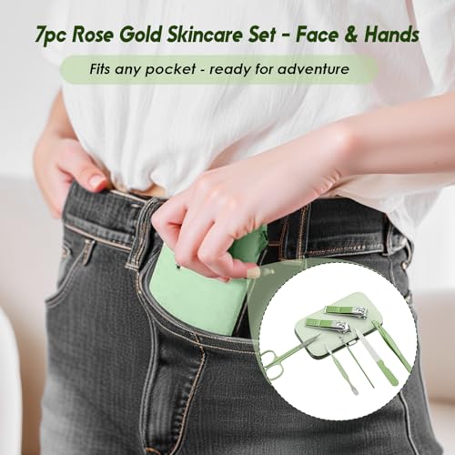 7 Pcs Nail Clipper Set for Home Manicure and Pedicure, Professional Grooming Kit with Case for Personal Care and Travel - color: 7 Piece-green