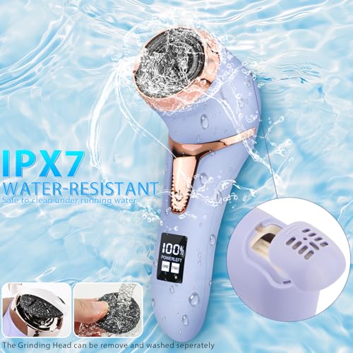 Electric Callus Remover for Feet, Portable Pedicure Kit Foot File Callus Remover, Rechargeable Waterproof Foot File for Foot Care Deadskin Remover with 9Head&LCD Display, Purple - style: Purple Electric Callus Remover +10in1+9 heads