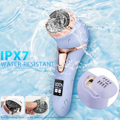 Electric Callus Remover for Feet, Portable Pedicure Kit Foot File Callus Remover, Rechargeable Waterproof Foot File for Foot Care Deadskin Remover with 9Head&LCD Display, Purple - style: Purple Electric Callus Remover +10in1+9 heads