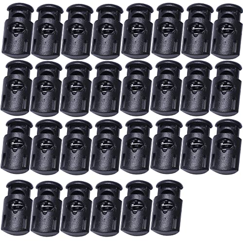 J.CARP Plastic Cord Locks End Spring Toggle Stopper, Elastic Cord Adjuster - color: Black, Single Hole, size: Single Hole