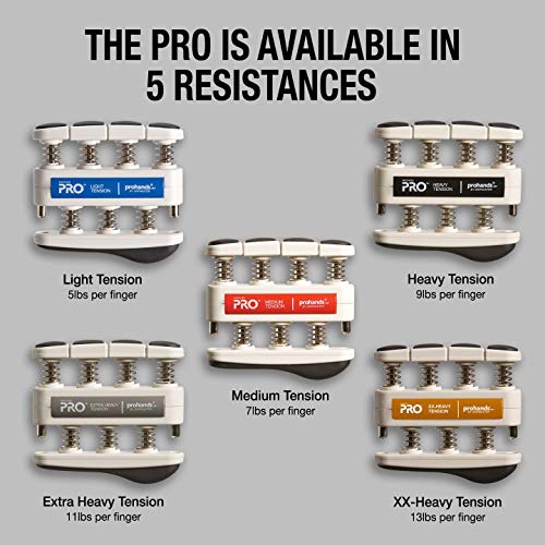 Prohands PRO Hand Exerciser, Finger Exerciser (Hand Grip Strengthener), Spring-Loaded, Finger-Piston System, Isolate and Exercise Each Finger - color: Blue, Red, Black, Gray, Orange - Pro, size: Set of Five (Light/Medium/Heavy/X-Heavy/XX-Heavy)