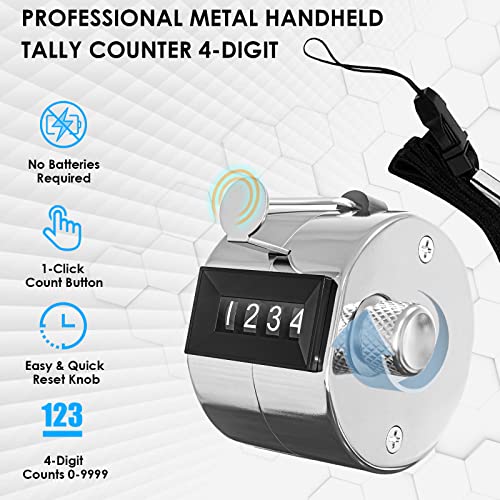 KTRIO Metal Handheld Tally Counter, 4-Digit Mechanical Clicker | Battery-Free Counter, 4-Digit Display, Durable Metal Casing, Portable Finger Ring, Multi-Use Clicker - style: 2 Pack