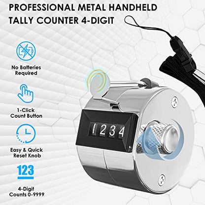 KTRIO Metal Handheld Tally Counter, 4-Digit Mechanical Clicker | Battery-Free Counter, 4-Digit Display, Durable Metal Casing, Portable Finger Ring, Multi-Use Clicker - style: 2 Pack