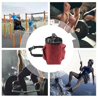 Rock Climbing Chalk Bag Adjustable Belt, Drawstring Closure | Chalk Organizer for Rock Climbing, Bouldering, Weightlifting, Gymnastics, Adults Women Men - color: Wine Red