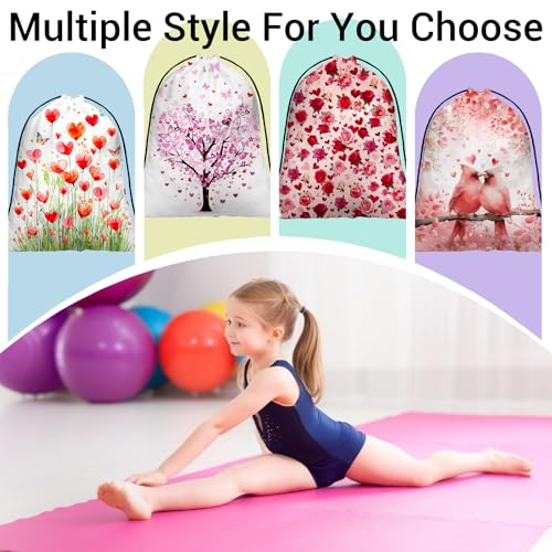 Gymnastics Grip Bag Tree Heart Gym String Storage Pouch Butterfly Pattern Small Bag - color: Butterfly Heart Pink