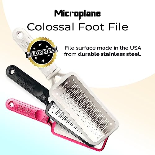 Microplane Colossal Foot File Scraper - The Original Stainless Steel Foot Rasp, Dead Skin/Callus Remover for Feet, Gentle Foot Scrubber, Pedicure Tools for Salon-Quality Foot Care, White - style: White