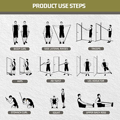 VEICK 10-150LBS Resistance Bands with Handles, Ankle Straps, Door Anchor | Accredited Lab Certified, 100% Natural Latex, Versatile for Yoga, Pilates, Strength, Home Gym - color: Army Green, style: 30-250LBS