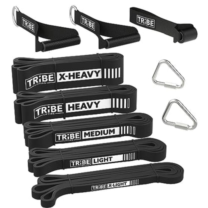 Long Resistance Bands Set, 5 Pull Up Assistance Bands for Working Out | 5 resistance levels, natural latex construction, exercise bands for strength training, stretching and physical therapy - color: Black 2