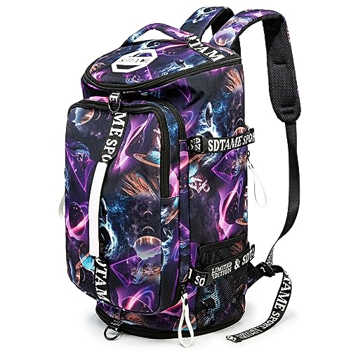 SDTAME Gym Duffel Backpack with Shoe Pocket & Laptop Sleeve - color: Metallic