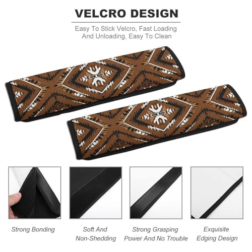 Universal Soft And Comfortable Car Seat Straps Shoulder Pads for Adult Use, Stroller Pushchair High Chair, 2PCS Bohemian Ethnic Mexican Geometric Rustic Western Southwestern Aztec Harness Pads Strap - color: Pattern 683