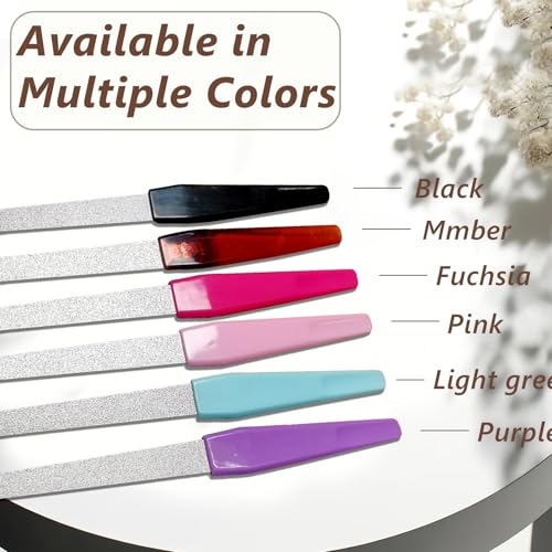 Metal Nail File Set (12 pcs) - Stainless Steel Nail Files for Natural Nails, Sword-Shaped Fingernail Files with Non-Slip Handle, Sharp Tip, and Sapphire Grit for Women and Men
