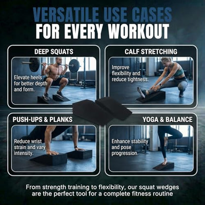 2 Pack Squat Wedge Block for Heel Elevated Squat Weightlifting Calf Stretcher Slant Board for Mobility Balance and Strength Performance