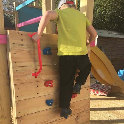 ESPETS 17 Inch 6 Pieces Red Outdoor Metal Safety Playground Handles | Weather-resistence Playground Equipment, Swing Set Attachment Grab Handle, Indoor and outdoor use Monkey Bars - color: Red -6 Pcs