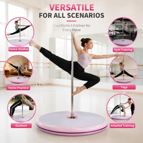 Pole Dance Crash Mat, Inflatable Safety Cushion, Folding Crash Exercise Pad, Non-Slip Base, Waterproof, Manual Pump Included for Home & Studio - size: 150*10cm/59.1*3.94in