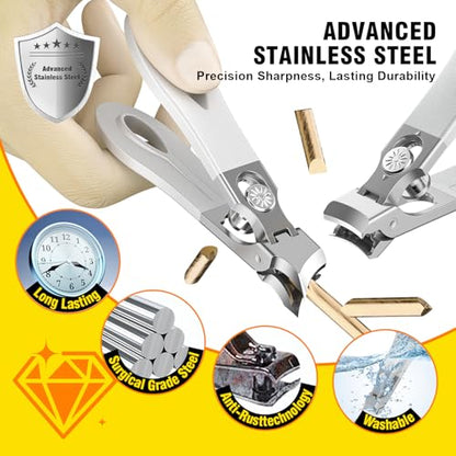 Toenail Clippers for Thick Toenails, Wide Jaw Opening Nail Clippers for Men, Heavy Duty Ingrown Toenail Clippers Nail Cutters, Eagle Beak Slanted Nail Clippers，3-Piece Set with Case - size: 2PCS Slanted & Curved