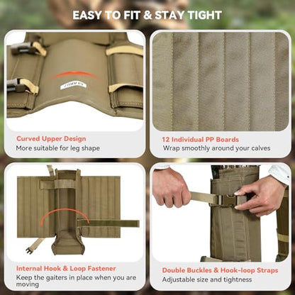 Snake Gaiters Chaps, Durable Lower Legs Anti-Snake Bite Guards - color: Khaki