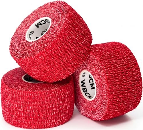 WARM BODY COLD MIND Lifting Thumb Tape for Weightlifting |1.5" x 20.6ft| - Hook Grip Tape for Gym, Powerlifting, Deadlift, Weight Lifting, Athletic Finger Wrap - color: Red, size: 3 Rolls