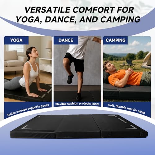 Tri-Fold Rock Climbing Crash Pad w/Adjustable Backpack Straps – Supplemental Bouldering Crash Pad – Durable Climbing Crash Pad, Lightweight & Portable – Folded Size 39"x24"x12"