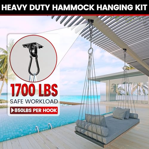 sprookber 304 Stainless Steel Pad Eye Snap Hooks, M10 Heavy Duty Ceiling Hook, 1700lb Capacity Hammock Swing Hanging kit, Plant Hangers, Marine Hardware Staple Hook Loop with Screws, Set of 8(Black) - size: 4 Inch, style: Black Rhombus