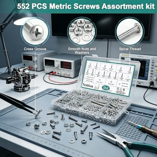 552 Pcs Metric Screws Nuts and Bolts Assortment Kit, M3 M4 M5 M6 Set Screws | 13 Sizes Machine Screws with Flat Washers for Machinery, Furniture, Automotive & DIY Repairs
