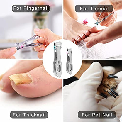 Nail Clippers Set,Fingernail Toenail Clippers for Thick Nails,Nail Clipper for Adult Men Women Seniors - size: Silver with carry sack
