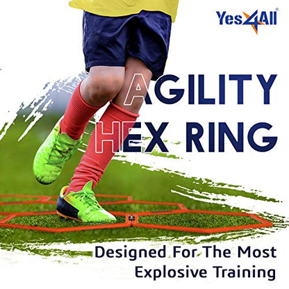 Yes4All Hex Agility Rings/Speed Rings with Carrying Bag – Hexagon Rings, Agility Hurdles for Agility Footwork Training - color: A. Orange - 6 Rings