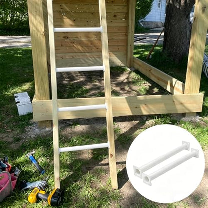 6 Pcs White Outdoor Monkey Bars Ladder Rungs Playground Accessories | Heavy Duty Solid Constructed, Non-Slip Matte Powder Coated Weather Resistant, Hardware Include, Playset Swing Set Jungle Gym - color: White