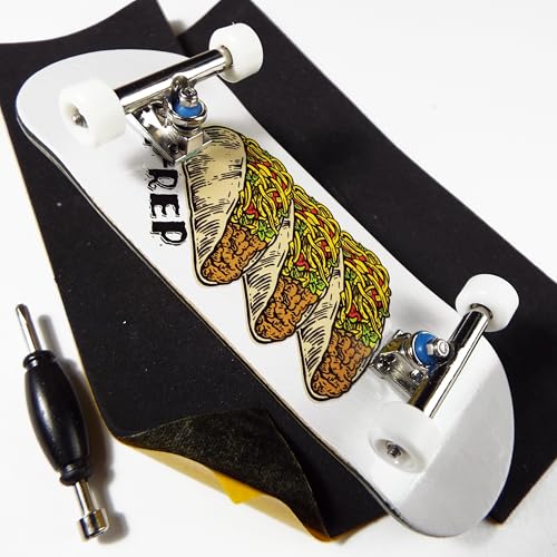 P-REP V2 Pro Performance Complete Wooden Fingerboard kit with Urethane Wheels and Bushings 32mm - Tres Tacos - color: Tres Tacos