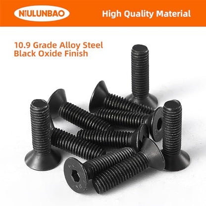 M8-1.25 x 100mm Flat Head Hex Socket Cap Screws Countersunk Bolts, 10.9 Grade Alloy Steel, Black Oxide Finish, Allen Hex Drive, Metric Fully Threaded, 10PCS - size: M8-1.25 x 100mm(10PCS)