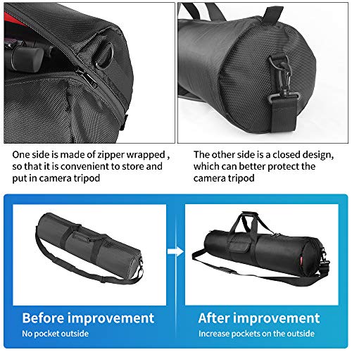 HEMMOTOP Tripod Case Bag All-Around Thick Padded Portable 31.5x7 in R08018 | Heavy Duty, Nylon, Hand-Held and Shoulder-Back, 2 Zippered Pockets, for Carrying Speaker Stand, Monopod, Fishing Pole - size: 31.5" L x 7" D