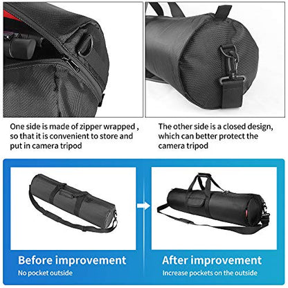 HEMMOTOP Tripod Case Bag All-Around Thick Padded Portable 31.5x7 in R08018 | Heavy Duty, Nylon, Hand-Held and Shoulder-Back, 2 Zippered Pockets, for Carrying Speaker Stand, Monopod, Fishing Pole - size: 31.5" L x 7" D